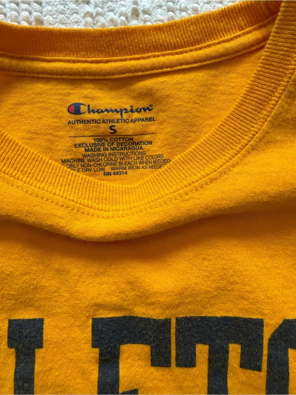 Carleton College  Graphic Tee in Gold with Navy  Lettering Size Small - Picture 3 of 6